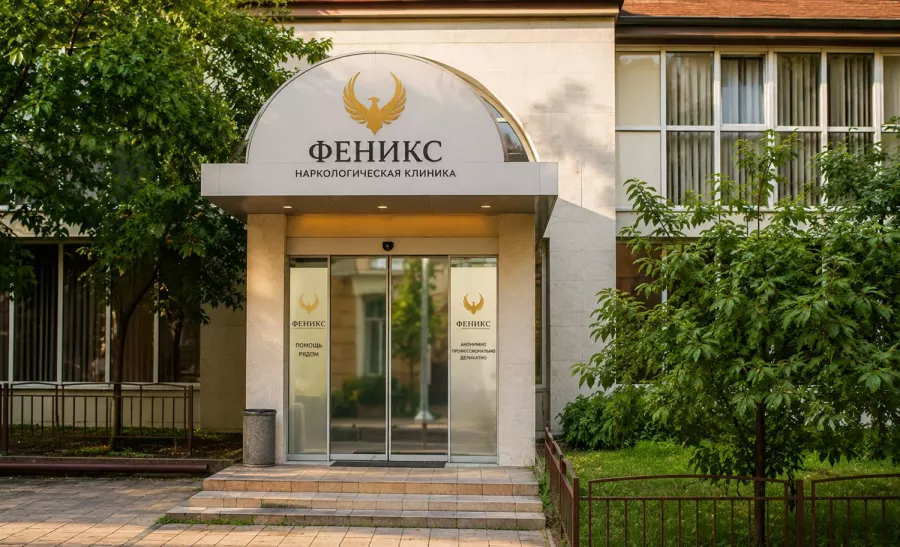 Вход в наркологическую клинику «Феникс» в Камешкове